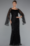 Robe de Soirée Longue Perlé Noir ABU5066