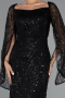 Robe de Soirée Longue Perlé Noir ABU5066