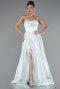Robe de Soirée Longue Satin Menthe ABU5064