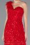 Robe De Soirée Squameuse Courte Rouge ABK2256