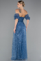 Robe de Soirée Longue Squameuse Indigo ABU5075