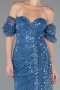Robe de Soirée Longue Squameuse Indigo ABU5075