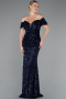 Robe Queue de Poisson Longue Squameuse Bleu Marine ABU4906
