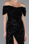 Robe de Soirée Longue Squameuse Noir ABU4843