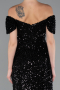 Robe de Soirée Longue Squameuse Noir ABU4843