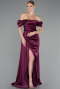 Robe De Fiançaille Satin Longue Couleur Cerise ABU1606