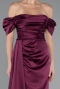Robe De Fiançaille Satin Longue Couleur Cerise ABU1606