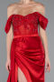 Robe de Soirée Longue Satin Rouge ABU6140