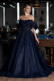 Robe De Soirée De Créateur Longue Bleu Marine ABU4720