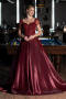 Robe Haute Couture Longue Rouge Bordeaux ABU4449