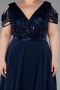 Robe Grande Taille Mousseline Courte Bleu Marine ABK1376