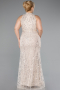 Robe de Soirée Grande Taille Longue Perlé Beige ABU5063