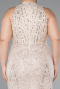 Robe de Soirée Grande Taille Longue Perlé Beige ABU5063