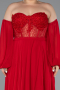 Robe de Soirée Grande Taille Longue Mousseline Rouge ABU6142