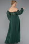 Robe De Soirée Grande Taille Mousseline Longue Émeraude ABU6142