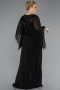 Robe De Soirée Grande Taille Longue Mousseline Noir ABU5093