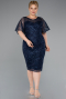 Robe De Invitation Grande Taille Midi Bleu Marine ABK2372