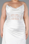 Robe De Graduation Grande Taille Satin Longue Blanc ABU3855