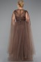 Robe De Fiançailles Grande Taille Longue Perlé Brun ABU5050