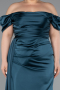 Robe De Soirée Grande Taille Satin Longue Vert Pétrole ABU1626