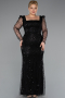 Robe De Fiançailles Grande Taille Longue Perlé Noir ABU4761