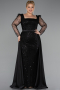 Robe De Fiançailles Grande Taille Longue Perlé Noir ABU4761