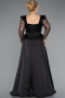 Robe De Fiançailles Grande Taille Longue Perlé Noir ABU4761