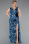 Robe De Soirée Grande Taille Longue Bleu ABU5018