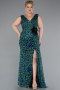 Robe De Soirée Grande Taille Longue Vert ABU5018