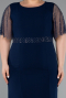 Robe De Invitation Grande Taille Midi Bleu Marine ABK2381