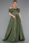 Robe De Soirée Grande Taille Satin Longue Kaki ABU4998