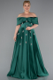 Robe De Soirée Grande Taille Satin Longue Émeraude ABU4998
