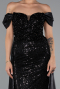 Robe de Soirée Longue Perlé Noir ABU5099