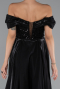 Robe de Soirée Longue Perlé Noir ABU5099