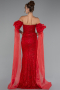 Robe de Soirée Longue Dantelle Rouge ABU5102