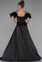 Robe de Soirée Longue Satin Noir ABU5103