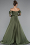 Robe De Soirée Satin Longue Kaki ABU5054