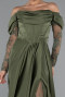 Robe De Soirée Satin Longue Kaki ABU5054
