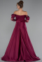 Robe De Soirée Satin Longue Prune ABU5054