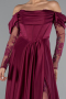 Robe de Soirée Longue Satin Prune ABU6356