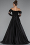 Robe De Soirée Satin Longue Noir ABU5054