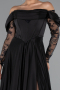 Robe De Soirée Satin Longue Noir ABU5054