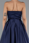 Robe de Soirée Longue Satin Bleu Marine ABU5105
