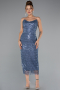 Robe de Cérémonie Midi Squameuse Indigo ABK2389