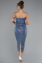 Robe de Cérémonie Midi Squameuse Indigo ABK2389