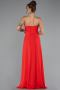 Robe de Soirée Longue Mousseline Rouge ABU5108