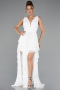 Robe de Soirée Longue Mousseline Blanc ABU5109