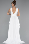 Robe de Soirée Longue Mousseline Blanc ABU5109