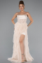 Robe De Soirée Longue Beige ABU5071