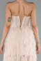 Robe De Soirée Longue Beige ABU5071